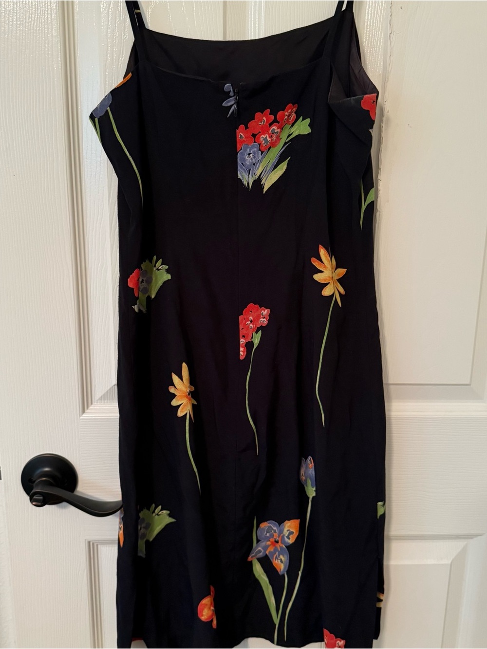Harold's Black Floral Spaghetti-Strap Mini Dress summer spring church vacation - Picture 4 of 7